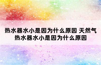 热水器水小是因为什么原因 天然气热水器水小是因为什么原因